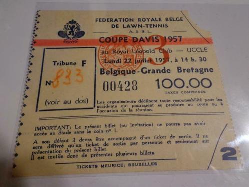 Tennis - Ticket de la Coupe Davis 1957 !, Sports & Fitness, Tennis, Comme neuf, Autres types, Autres marques, Enlèvement ou Envoi