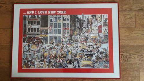Humoristische poster New York City met rode lijst 100x70cm, Huis en Inrichting, Woonaccessoires | Lijsten, Zo goed als nieuw, 50 tot 75 cm