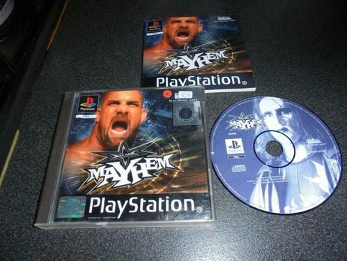 Playstation 1 Mayhem (orig-compleet), Games en Spelcomputers, Games | Sony PlayStation 1, Gebruikt, Vechten, 2 spelers, Vanaf 12 jaar