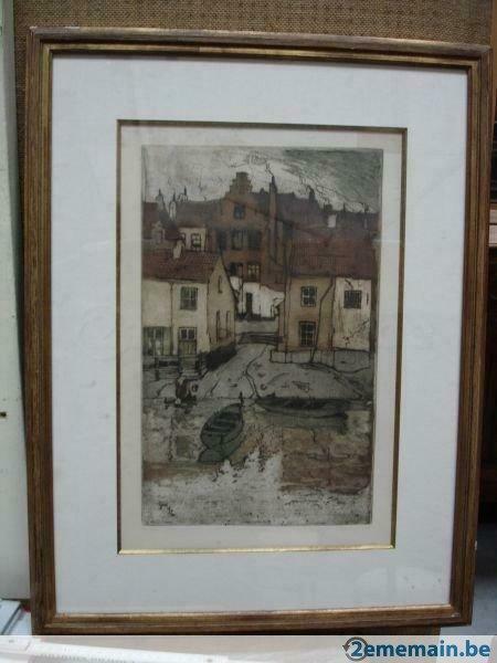 Van der Loo Marten (Mortsel 1880-Antwerpen 1920) eau forte, Antiek en Kunst, Kunst | Etsen en Gravures, Ophalen