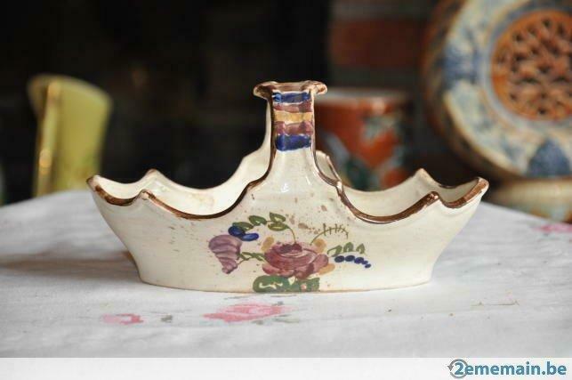 panier en faience wasmuel art deco (24), Antiquités & Art, Antiquités | Céramique & Poterie