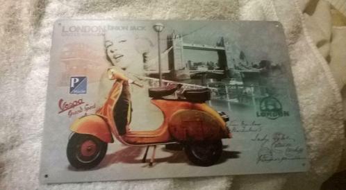 panneau publicitaire vespa 20 x 30 cm, Collections, Marques & Objets publicitaires, Comme neuf, Panneau publicitaire, Enlèvement ou Envoi