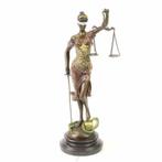 Vrouwe Justitia-Een bronzen beeld Vrouwe Justitia-kleur, Antiek en Kunst, Ophalen of Verzenden