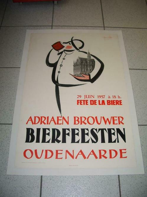 affiche Adriaen Brouwer 1957 bierfeesten Oudenaarde, Verzamelen, Overige Verzamelen, Gebruikt, Verzenden