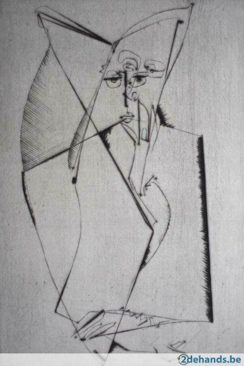 Ets Gaston Bertrand (1910-1994) Dame à la mantille  - 1972, Antiek en Kunst, Kunst | Etsen en Gravures