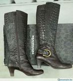 870* NATHAN magnifiques bottes noires luxe cuir (40), Noir, Porté, Bottes hautes