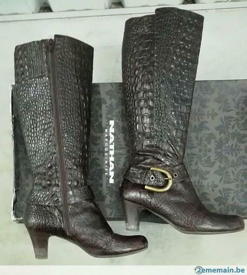 870* NATHAN magnifiques bottes noires luxe cuir (40), Kleding | Dames, Schoenen, Gedragen, Hoge laarzen, Zwart