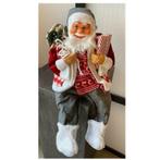 Decoratie kerstman pop zittend met kado 60 cm, Diversen, Kerst, Nieuw, Ophalen of Verzenden