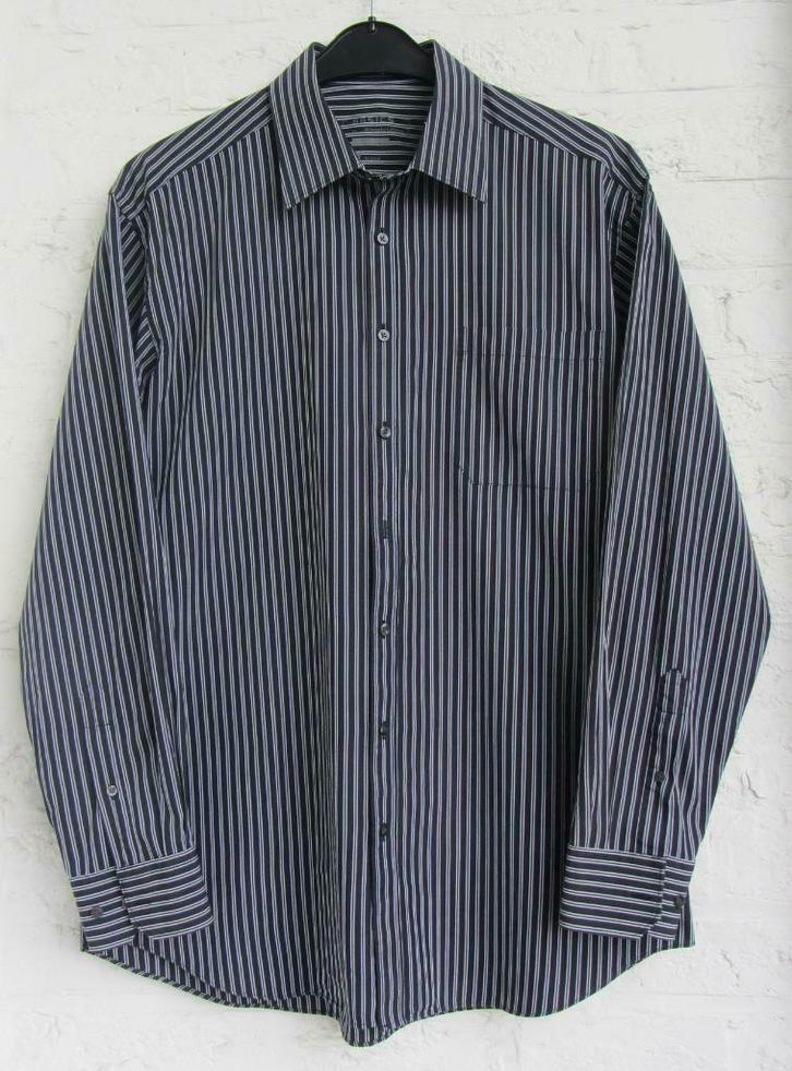 Herenhemd "Angelo Litrico" Maat 41-42, Kleding | Heren, Overhemden, Gedragen, Halswijdte 41/42 (L), Zwart, Ophalen of Verzenden