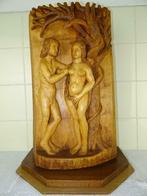 Vintage sculpture sur bois Adam et Eve Constant Grooten 1977, Antiquités & Art, Enlèvement ou Envoi
