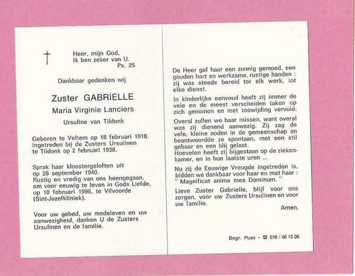 DP Zuster Ursuline van Tildonk, Collections, Images pieuses & Faire-part, Image pieuse, Envoi