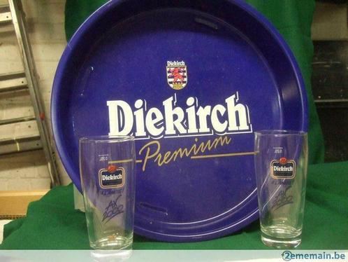 Plateau brasserie DIEKIRCH   avec 2 verres, Verzamelen, Merken en Reclamevoorwerpen, Gebruikt