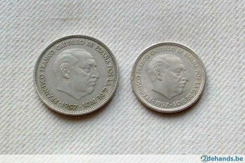 Spanje1957 lot 2 munten 25 en 5 Pesetas Franco ZZG, Timbres & Monnaies, Monnaies | Europe | Monnaies euro, Monnaie en vrac, Espagne
