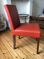 4 stoelen lederlook brique, poten beuk, Huis en Inrichting, Stoelen, Ophalen, Zo goed als nieuw
