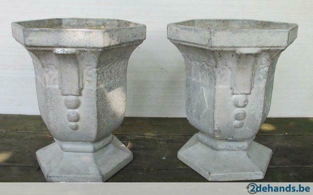 antieke gietijzeren tuinvazen art deco motief 9, Antiek en Kunst, Curiosa en Brocante, Verzenden