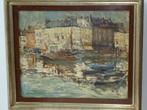 1936 HENRI LOGELAIN Honfleur huile / bois vue du port bassin, Antiquités & Art, Art | Peinture | Moderne, Enlèvement