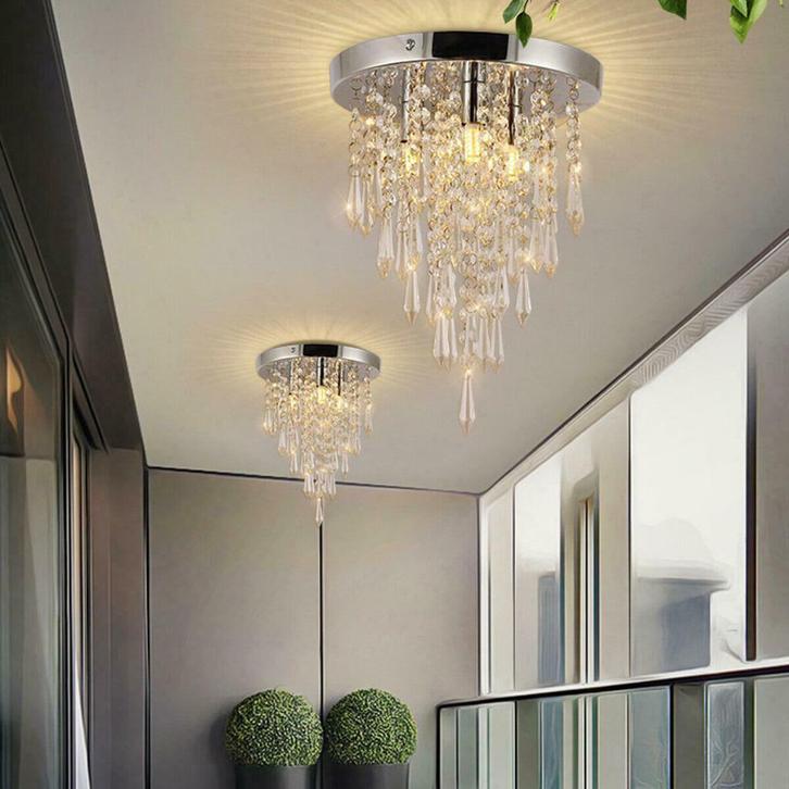 Chroom kristallen hanglamp kroonluchter plafondlamp 2021-01, Huis en Inrichting, Lampen | Plafondlampen, Nieuw, Metaal, Ophalen of Verzenden