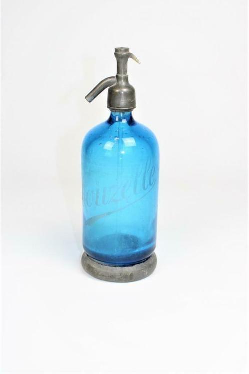 Oude blauwe Franse Seltzer fles, jaren '20, Antiek en Kunst, Curiosa en Brocante, Ophalen of Verzenden
