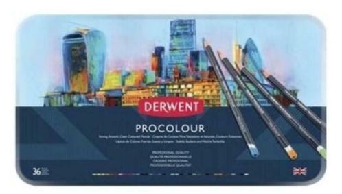 DERWENT - Procolour Tin Pencil - Metalen doos met 36 potlode, Hobby en Vrije tijd, Tekenen, Nieuw, Potlood of Stift, Ophalen of Verzenden
