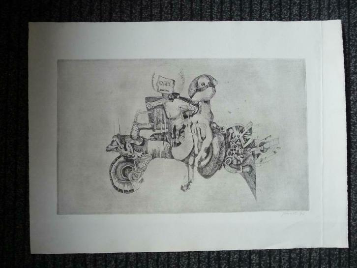 JAUNET - MOOIE ETS - GESIGNEERD, Antiek en Kunst, Kunst | Etsen en Gravures, Ophalen of Verzenden