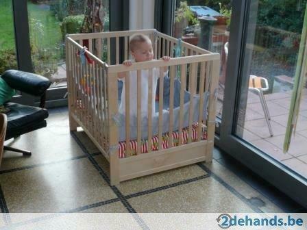 kinderpark platte spijlen-berkenkleur VERKOCHT, Kinderen en Baby's, Babyparken, Gebruikt