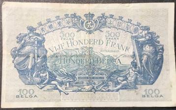 8 biljetten 500 Frank / 100 belga jaren 1930 en 1934 beschikbaar voor biedingen