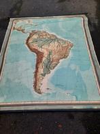 Oud schoolplan van Zuid-Amerika ., Antiek en Kunst, Ophalen of Verzenden