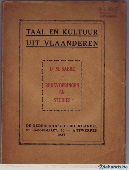 Maurits Sabbe, Taal en kultuur uit Vlaanderen, Antiek en Kunst, Antiek | Boeken en Manuscripten, Ophalen of Verzenden