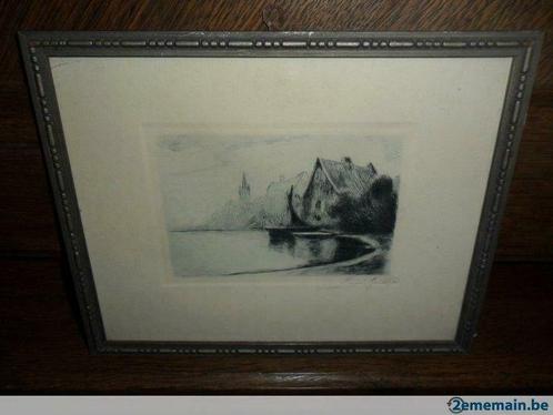 Eau forte de Louis Greuze, Mons 1863-1950, Antiek en Kunst, Kunst | Etsen en Gravures