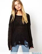 ASOS Slouch black jumper in fluffy fine knit XS Pull noir, Verzenden, Nieuw, Maat 34 (XS) of kleiner, Zwart