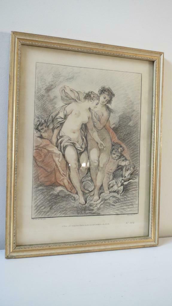 BOUCHER gravure n 204 - techniek 3 potloden, Antiek en Kunst, Kunst | Etsen en Gravures, Ophalen