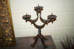 Bougeoir lourd ancien en fer forgé à 3 bras H 34 L 26, Antiquités & Art, Enlèvement ou Envoi, Autres matériaux