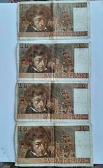 4 biljetten 10 frank Berlioz France 1975  in goede staat, Postzegels en Munten, Frankrijk, Ophalen of Verzenden