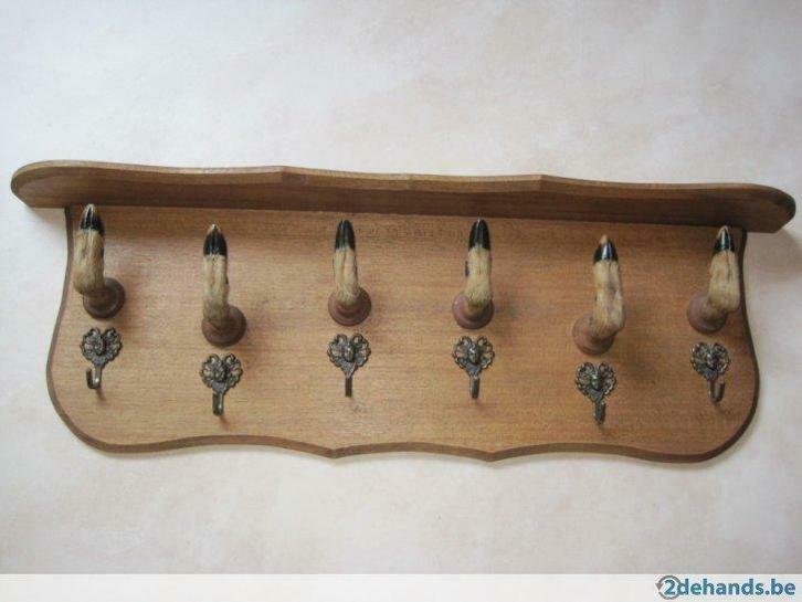 🦌 Eiken kapstok met 6 reeënpootjes en 6 haken 🦌, Huis en Inrichting, Woonaccessoires | Kapstokken, Gebruikt, Wandkapstok, Minder dan 100 cm