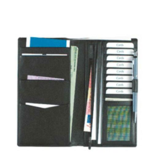 Mooie, zwart kalfslederen reisportefeuille + doos, Handtassen en Accessoires, Tassen | Reistassen en Weekendtassen, Nieuw, Zwart