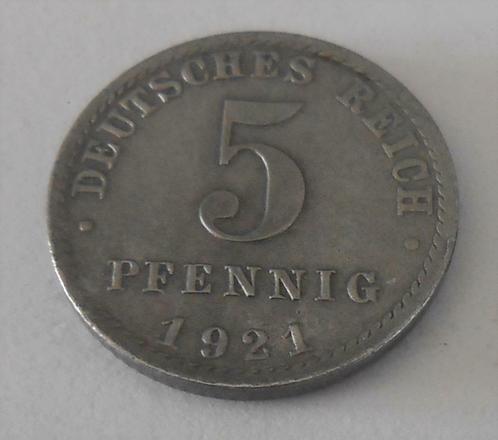 Deutsches Reich  - 5 pfennig 1921 - lettre A, Timbres & Monnaies, Monnaies | Europe | Monnaies non-euro, Monnaie en vrac, Allemagne