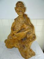 Énorme statue antique jeûne moine racine bois curio art, Antiquités & Art, Enlèvement ou Envoi