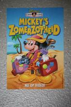 Vintage Sticker - Mickey's Zomerzotheid - Nu op Video!, Verzamelen, Overige typen, Mickey Mouse, Ophalen of Verzenden, Zo goed als nieuw