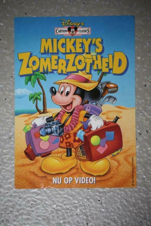 Vintage Sticker - Mickey's Zomerzotheid - Nu op Video!, Verzamelen, Disney, Zo goed als nieuw, Overige typen, Mickey Mouse, Ophalen of Verzenden