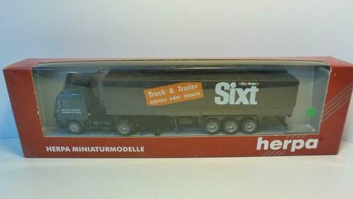 1:87 Herpa Mercedes Benz 1735 truck & trailer 'SIXT', Collections, Marques automobiles, Motos & Formules 1, Comme neuf, Voitures