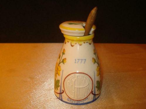 Ancien Pot à Moutarde en Céramique " Dijon " Grey - Poupon, Collections, Porcelaine, Cristal & Couverts, Comme neuf, Autres types