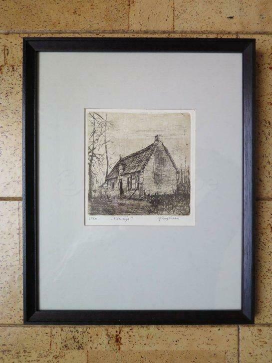 Pentekening "Hoevetje", Antiquités & Art, Art | Dessins & Photographie, Enlèvement ou Envoi