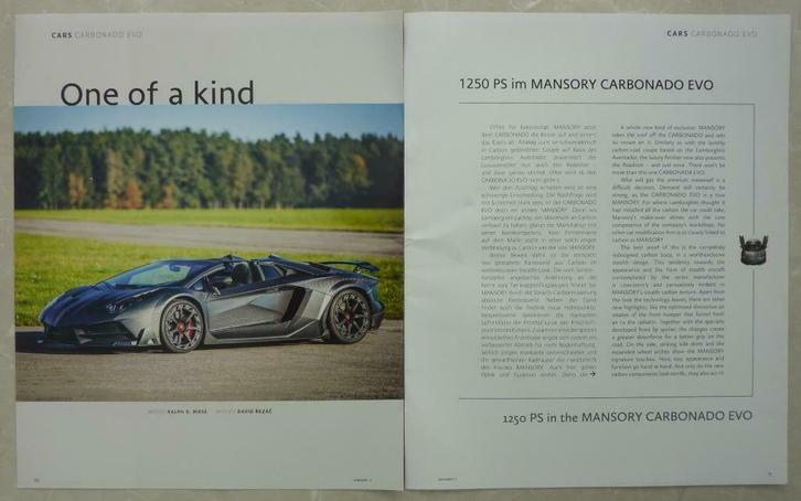 artikel Mansory Carbonado EVO, Verzamelen, Automerken, Motoren en Formule 1, Nieuw, Auto's, Ophalen of Verzenden