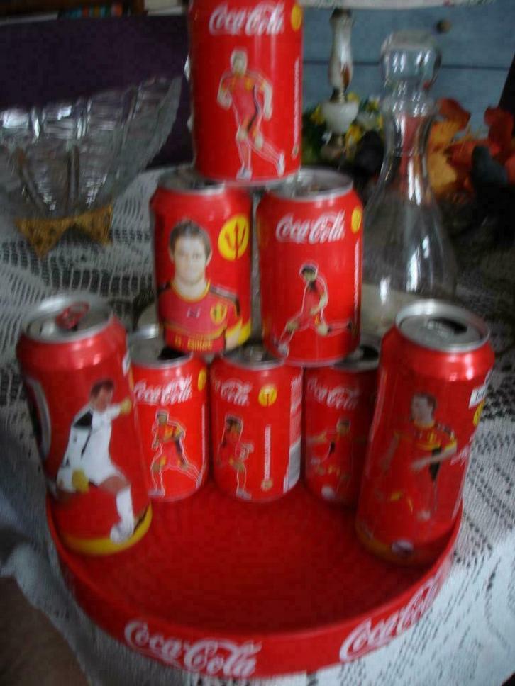 8 CANNETTES DIABLES ROUGES = 1 PLATEAU COCA-COLA, Verzamelen, Sportartikelen en Voetbal, Gebruikt, Overige typen, Ophalen of Verzenden
