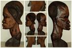 Afrikaanse Senegalese bustes in ebbenhout.92 cm, Antiek en Kunst, Kunst | Beelden en Houtsnijwerken, Ophalen of Verzenden