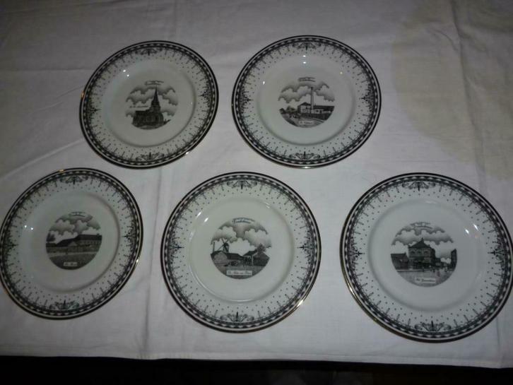 5 porseleinen borden DENDERLEEUW vergulde rand, Antiek en Kunst, Antiek | Porselein, Ophalen of Verzenden