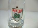 Vintage Ritter Glass avec poignée jaune 0,2 l - verre à bièr, Comme neuf, Enlèvement ou Envoi, Verre à bière