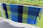 100 % wollen deken Kleur: Blauw-groen geruit 140 x 180 cm, Ophalen of Verzenden, Nieuw, 100 cm of meer, Deken