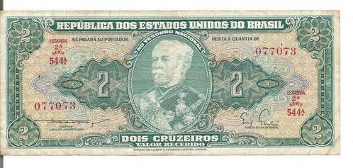 Brésil 2 Cruzeiros 1955 P#157 Série 544A 077073 SUP-, Timbres & Monnaies, Billets de banque | Amérique, Billets en vrac, Amérique du Sud