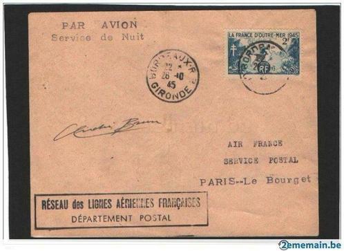 Postale de nuit - Vol Paris- Le bourget -signé A. Brun, Collections, Collections Autre, Utilisé